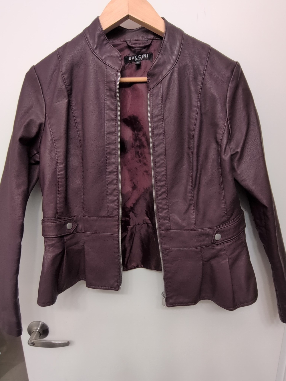 Baccini Women's Deep Plum Faux Leather Zip Jacket